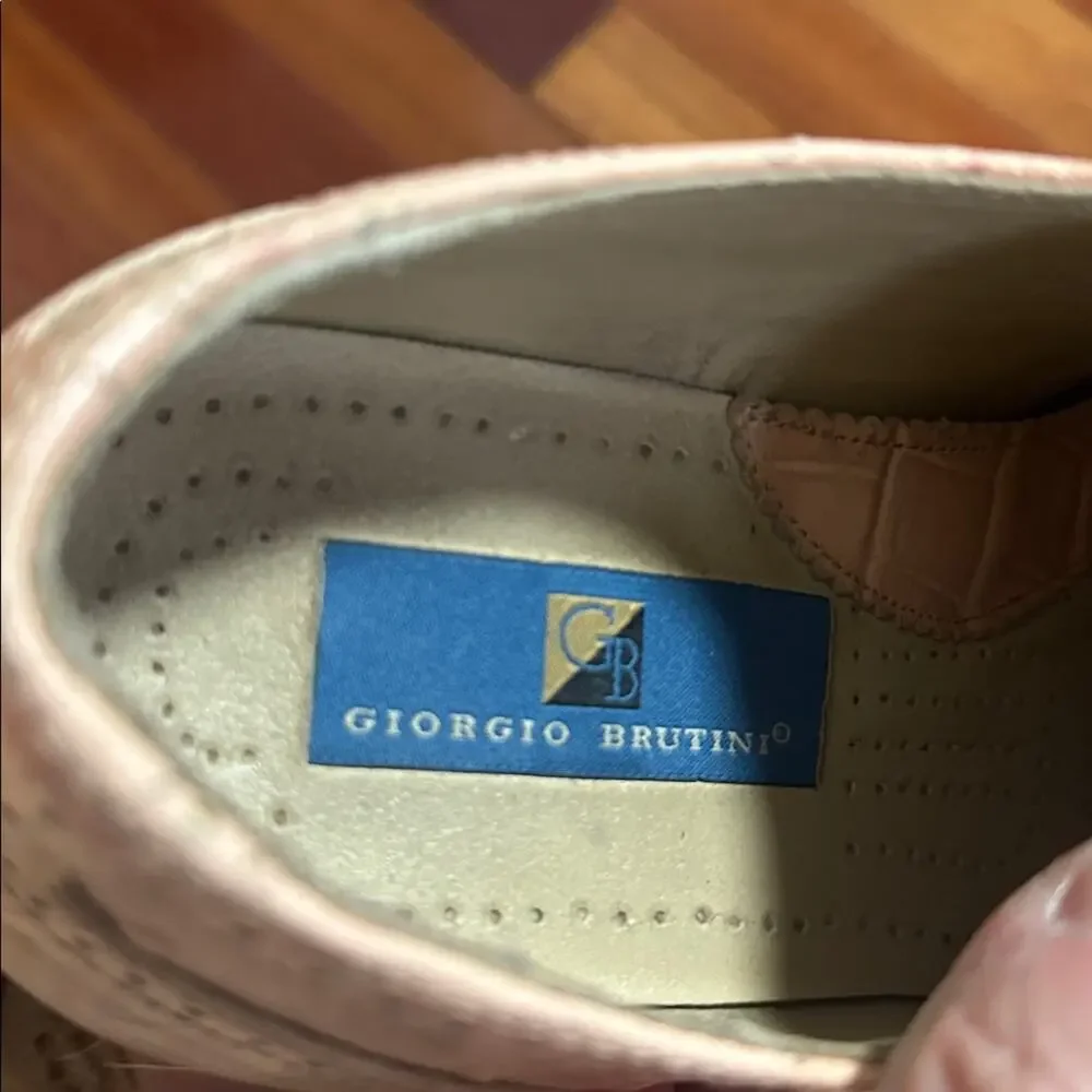 Giorgio Brutini Crocodile Textured Leather Shoes Pointed Toe Mens Size 9.5 Pink